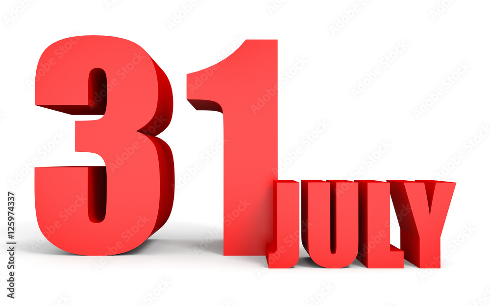 July 31. Text on white background. Stock Illustration | Adobe Stock