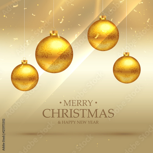 premium christmas celebration background with hanging golden bal