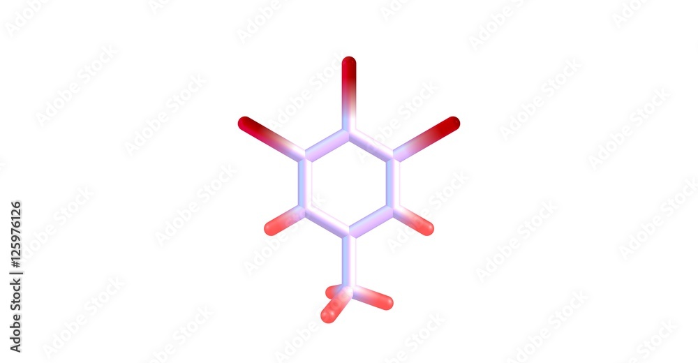 Fototapeta premium 3,4,5-Tribromotoluene molecular structure isolated on white