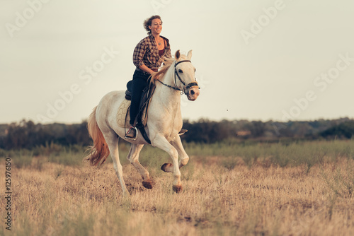 Girl Riding Horse During Sunset on Mallorca
