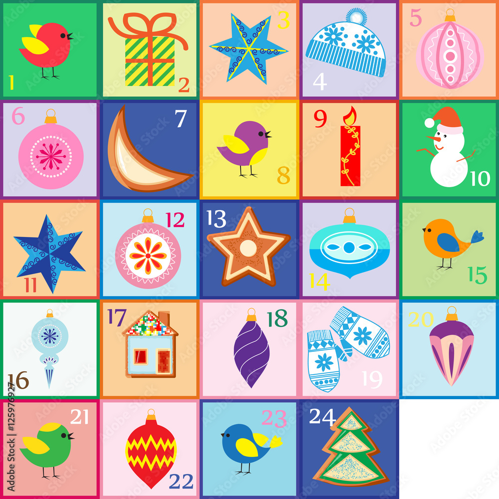 Advent calendar. Christmas poster