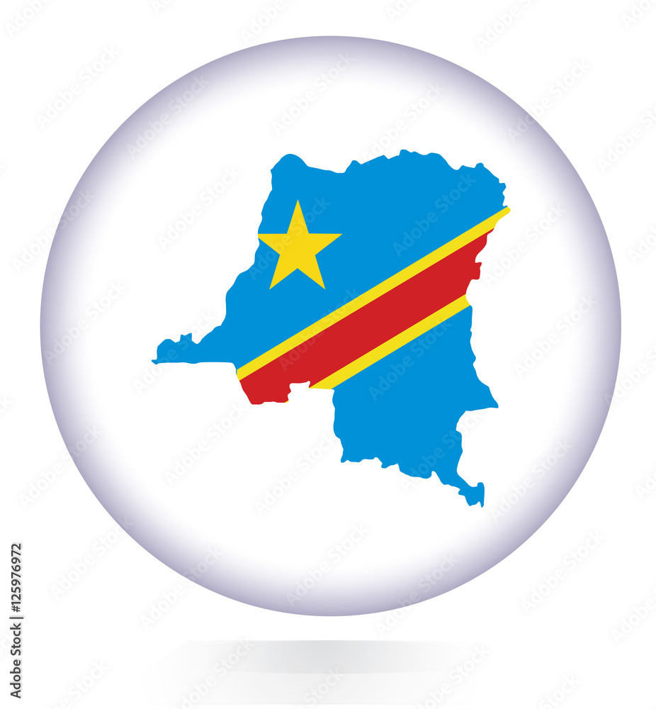 Obraz premium Democratic Republic of Congo map button with national flag