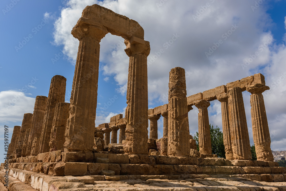 The Temple of Juno in the Valley of Temples near Agrigento, Sicily (Italy)