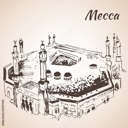 Masjid al-Haram sketch. Mecca.