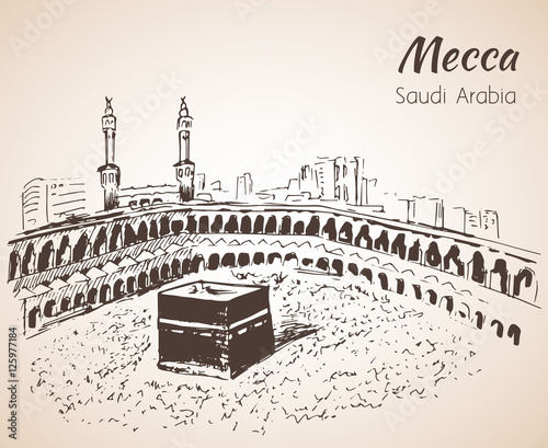 Masjid al-Haram sketch. Mecca.
