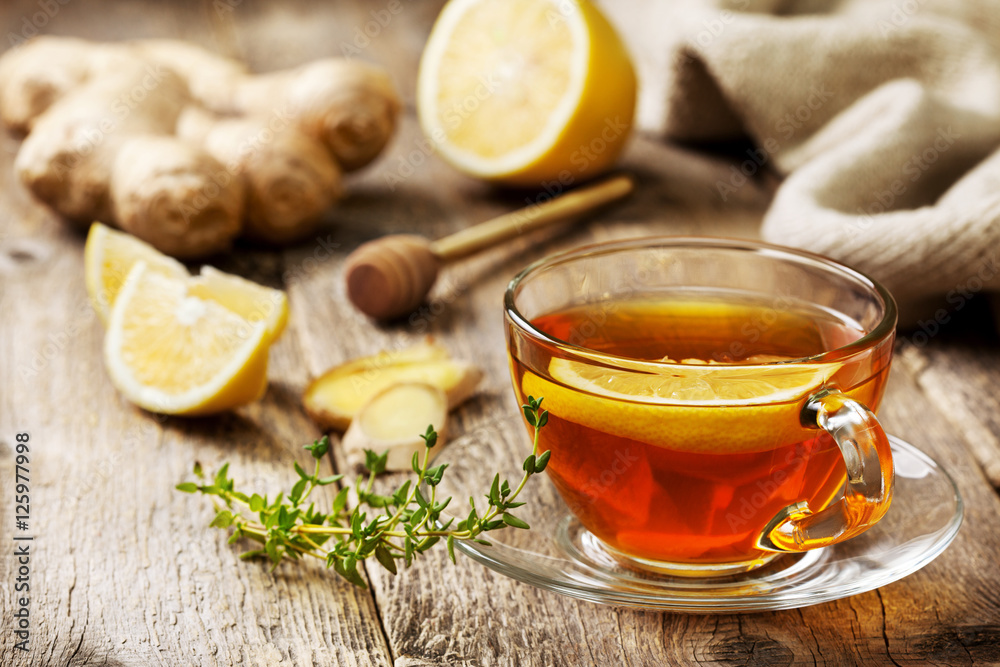 tea with ginger, lemon tea with ginger, lemon