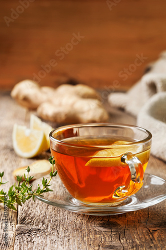 tea with ginger, lemon