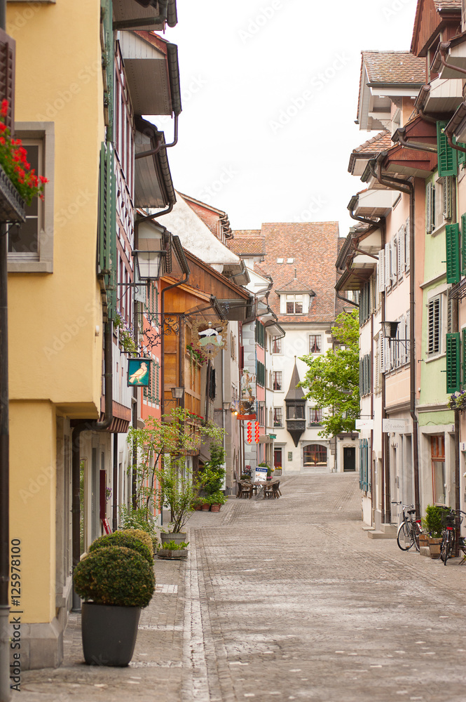 Street in the old city center of Zug. Switzerland