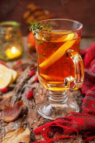 autumn tea with ginger, lemon