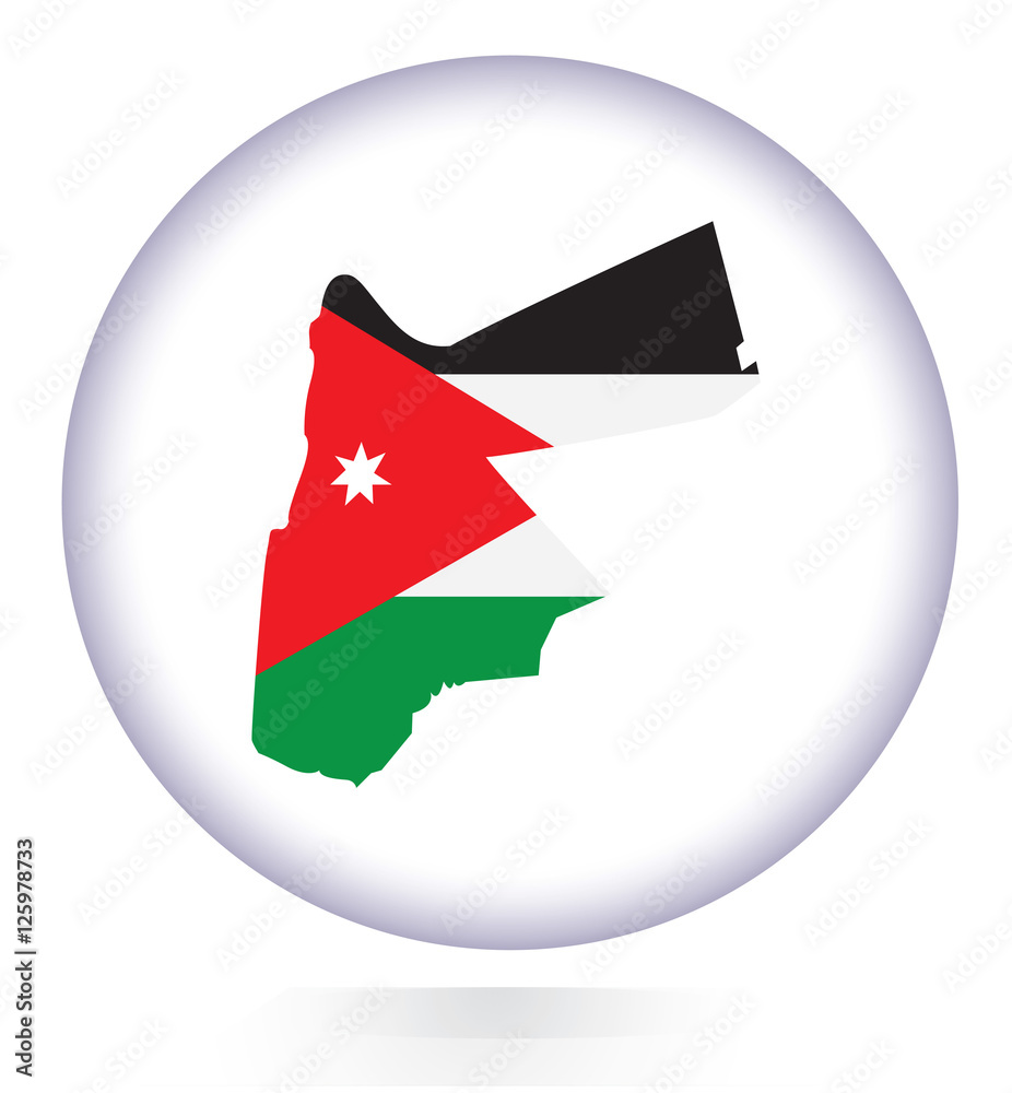 Jordan map button with national flag Jordan map button with national flag