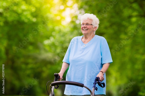 Senior lady with a walker