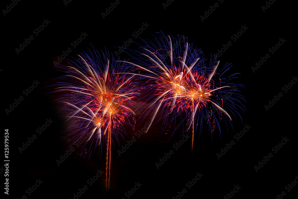 New Year celebration fireworks,Colorful fireworks over dark sky, displayed during a celebration event