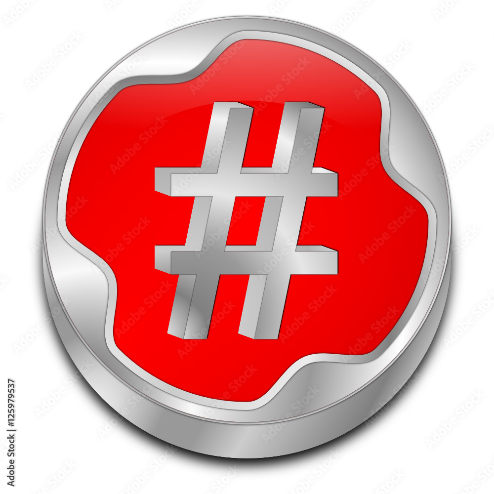 Fototapeta premium Hashtag Button - 3D illustration