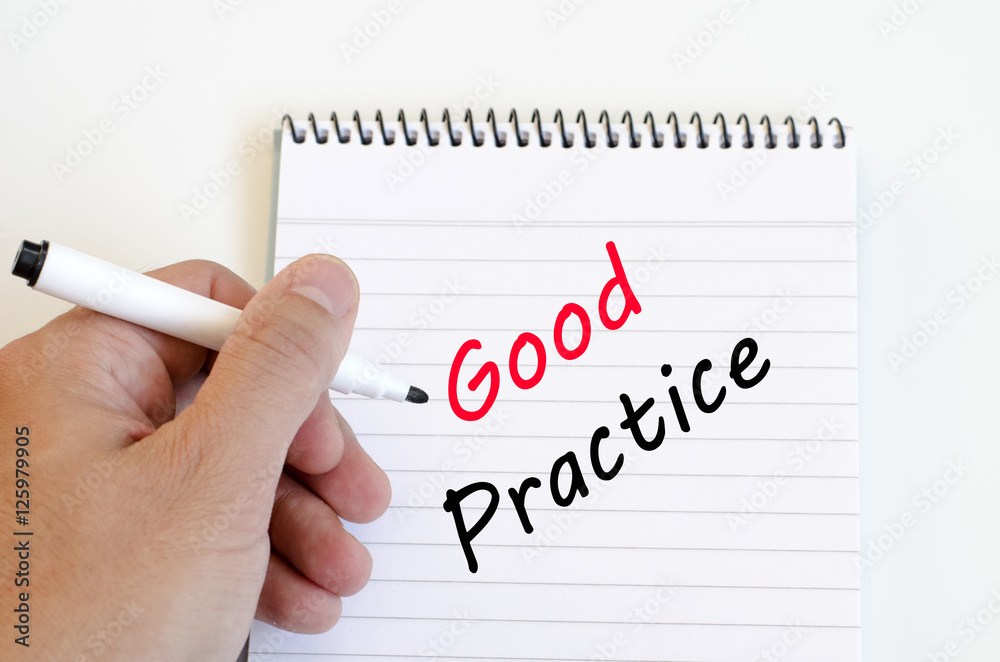 Good practice text concept on notebook Good practice text concept on notebook