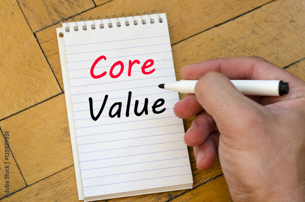 Core value text concept on notebook Core value text concept on notebook