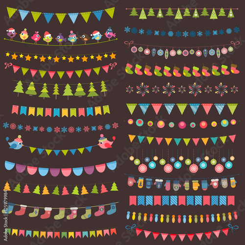 Christmas flags, bunting and garland collection