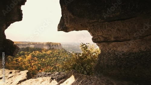 Beautiful sunrise in the autumn mountains of Crimea