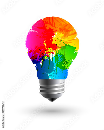 Lightbulb made of colorful paint splash as creativity concept