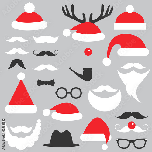 Santa Claus hats, beard and mustache set