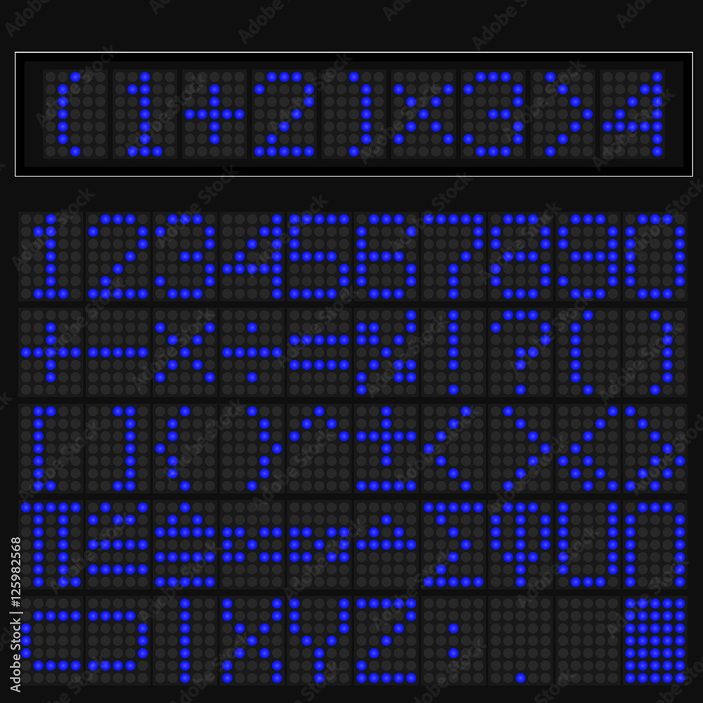 Blue digital led display of math symbol Blue digital led display of math symbol