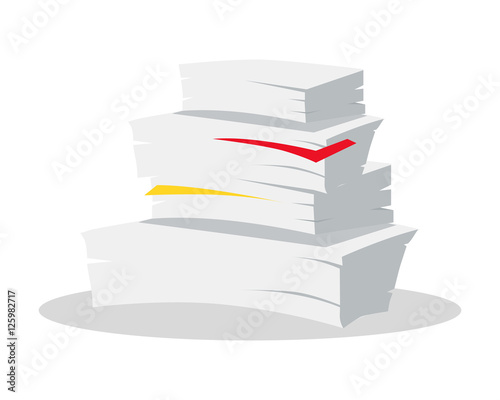 Pill of Papers Vector Illustration on Blue.