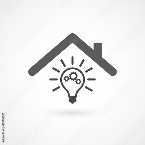 lightbulb with gears under house roof