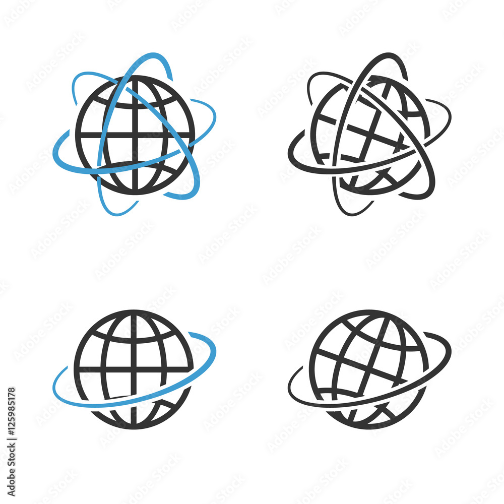 Earth Globe Emblem Set. Vector Earth Globe Emblem Set. Vector