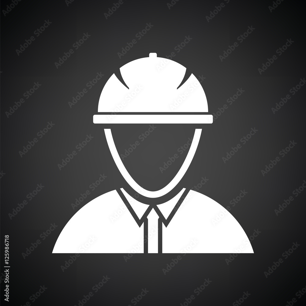 Icon of construction worker head in helmet