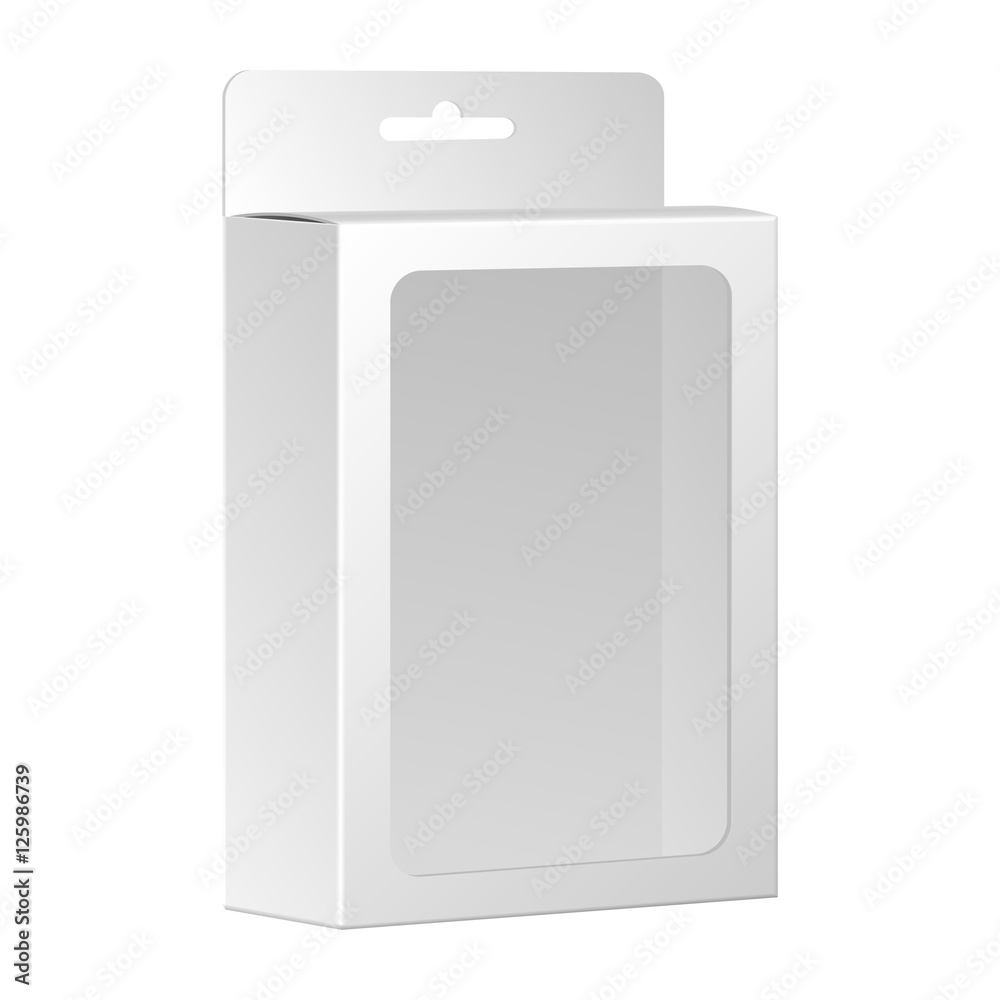 Blank White Product Package Box With Window. Vector Blank White Product Package Box With Window. Vector