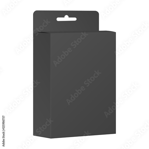 Blank Black Product Package Box. Vector