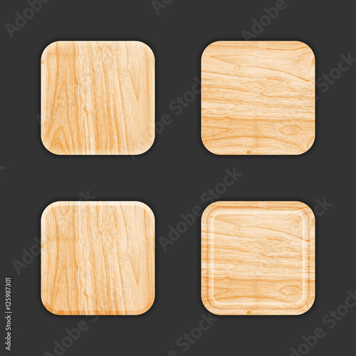 Wooden App Icon Template Set. Vector