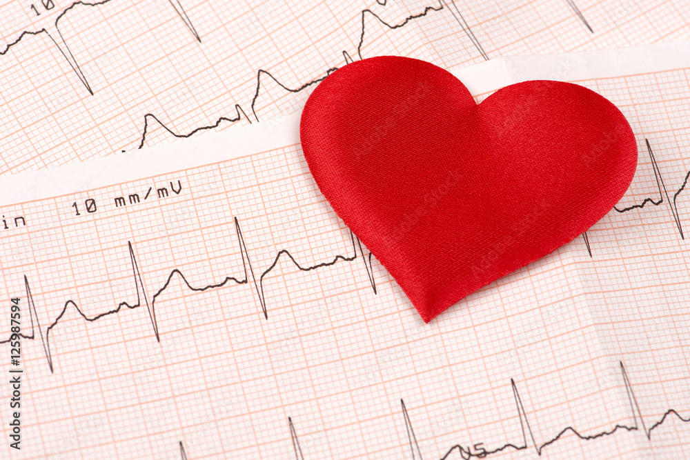 Cardiogram chart with red heart Cardiogram chart with red heart