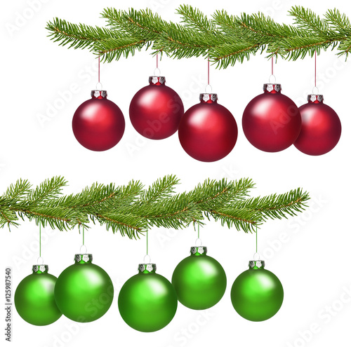Rote und Grüne Weihnachtskugeln