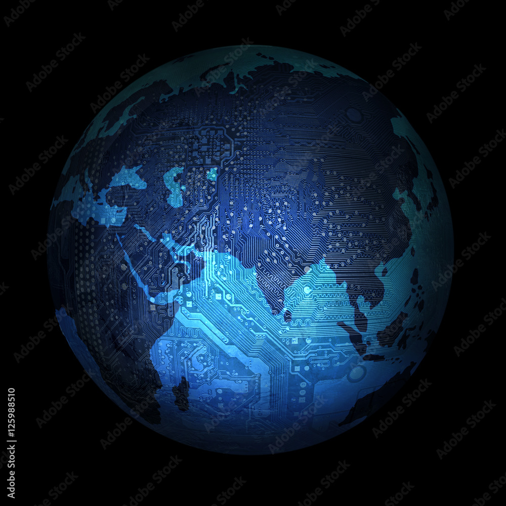  electronic digital planet earth on a black background