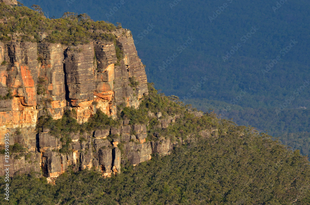 Landscape of cliffs in  the Jamison Valley New South Wales, Aust