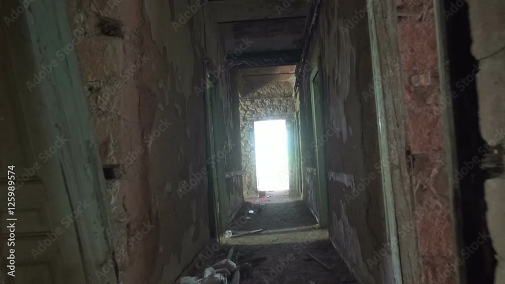 Walking at the hallway of an abandoned house Walking at the hallway of an abandoned house