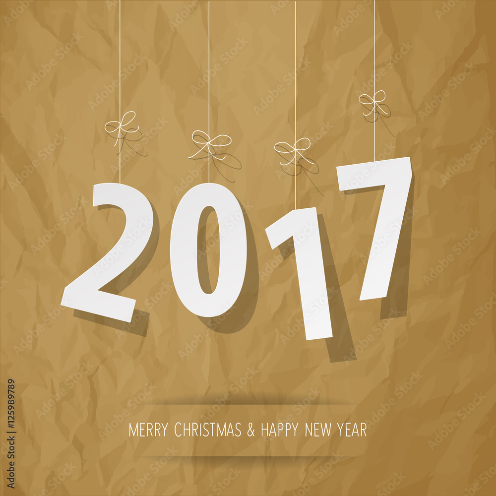 paper 2017 digits white on crumpled paper brown background paper 2017 digits white on crumpled paper brown background