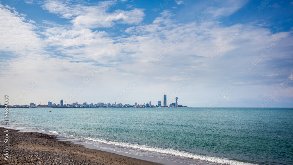 Fototapeta premium View Of Embankment Of The Georgian Resort Town Of Batumi. Modern