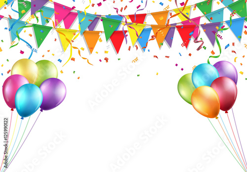 Celebration design with flag, balloon, confetti and streamer Vector