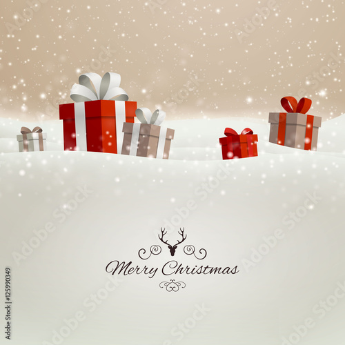 Vector Illustration of a Christmas Holiday Design with Gift Boxes