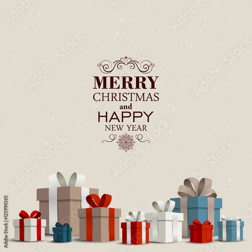 Vector Illustration of a Christmas Holiday Design with Gift Boxes