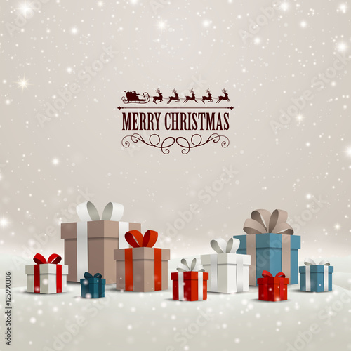 Vector Illustration of a Christmas Holiday Design with Gift Boxes