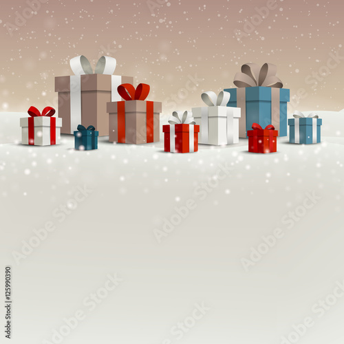 Vector Illustration of a Christmas Holiday Design with Gift Boxes