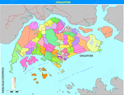Vector illustration of  Singapore Map