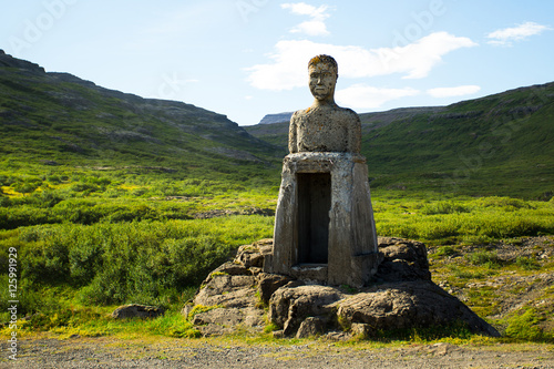 Statue of a man in Iceland. photo