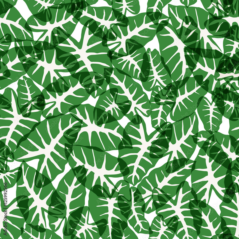 seamless green leaf pattern, foliage vector background