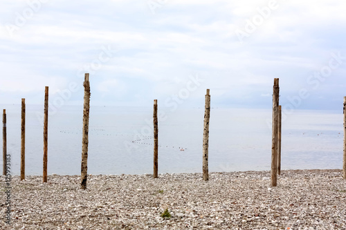 Symbol Loneliness Pillars on the Beach