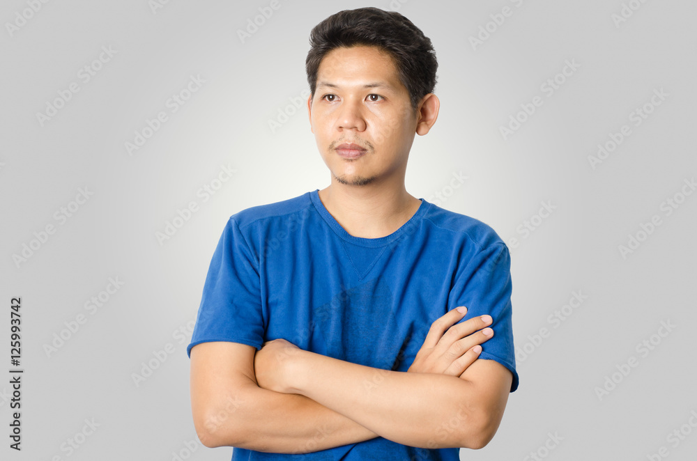 Portrait of Asian man (Thailand), isolated on gray background Portrait of Asian man (Thailand), isolated on gray background