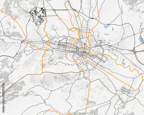 Map of Skopje city. Macedonia Roads