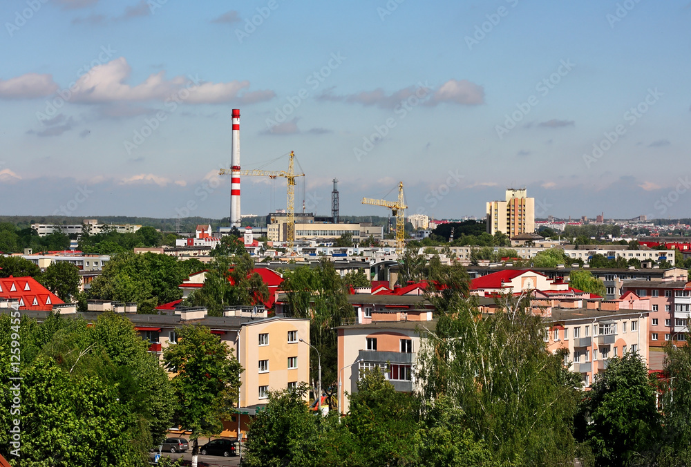 Large industrial area of the small city